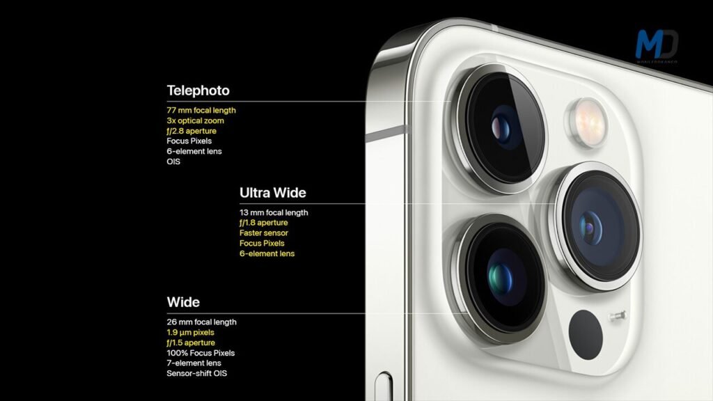 Detail of the camera system reflecting the iphone 15 pro max price in india value.