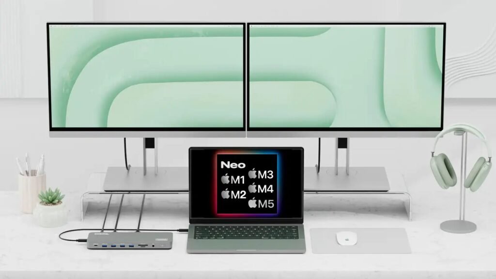 m3 macbook air supporting dual external monitors for professional productivity