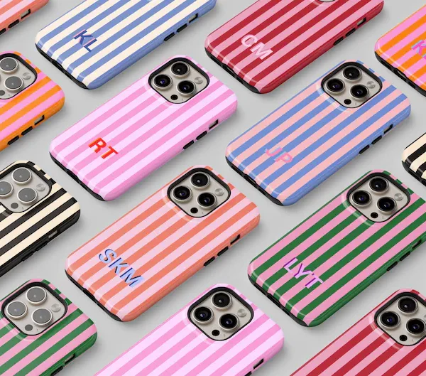 Small Pallets (~50–70 units) Personalized Monogram Phone Case | Custom Stripes Aesthetic with Shadow Initials | MagSafe Compatible | iPhone 17, 16, 15, 14 (Pro Max)