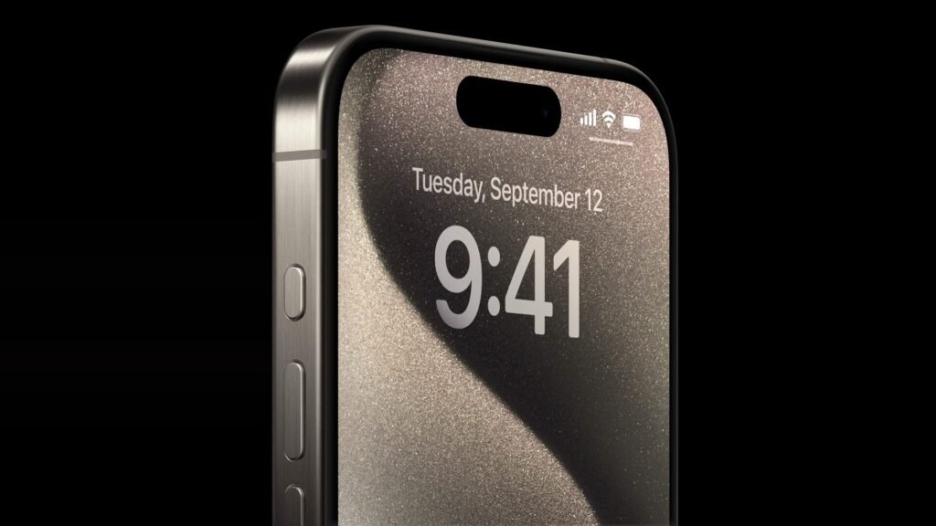 apple iphone 15 pro displayed on a sleek surface for retail buyers