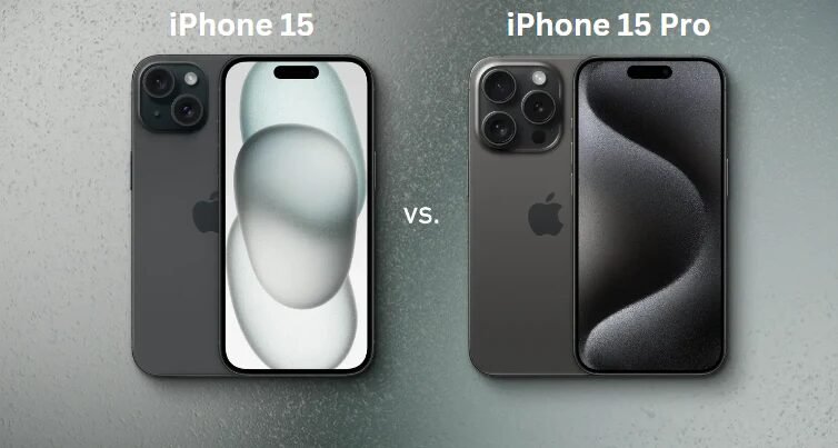 iphone 15 vs 15 pro comparison showing design and screen differences